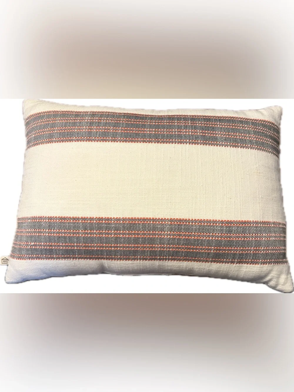 Hearth & Hand Cream Lumbar Pillow with Taupe Stripe
